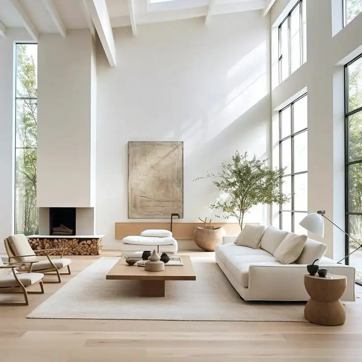 "phong cách nội thất Scandinavian - phòng khách gỗ sáng màu JF Concept"